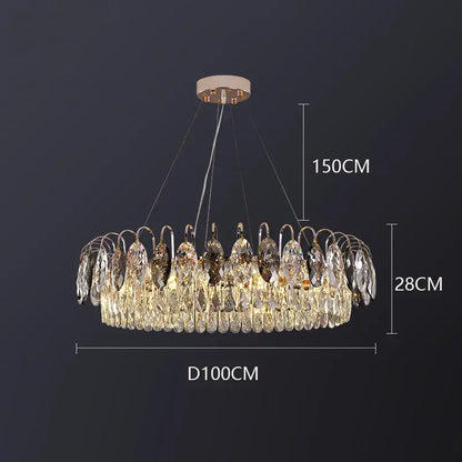 Luxury gold amber crystal chandelier pendant light living room