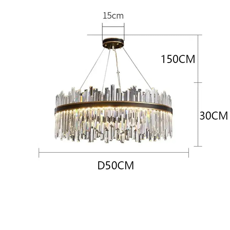 Modern rectangular black crystal chandelier pendant light living room