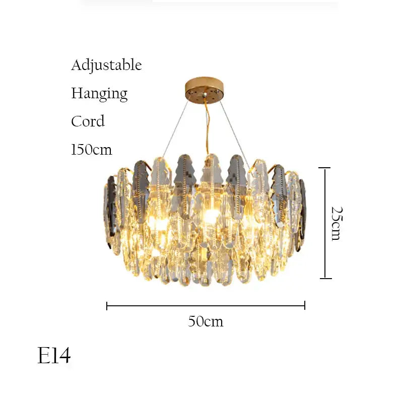 Modern gold crystal chandelier pendant light for living room
