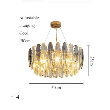 Modern gold crystal chandelier pendant light for living room