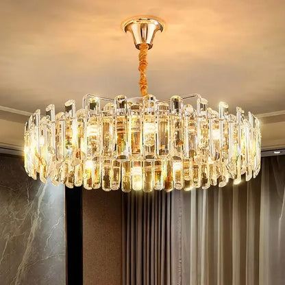 Modern circular crystal chandelier pendant light for dining room