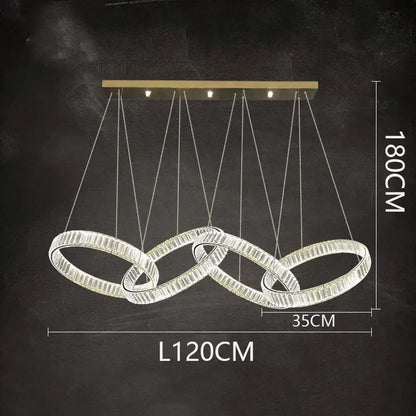Modern interlocking crystal chandelier pendant light dining room