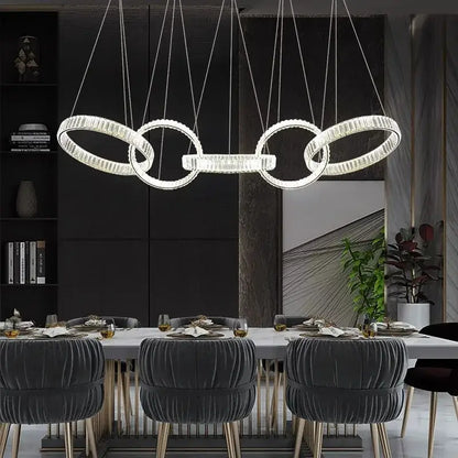 Modern interlocking crystal chandelier pendant light dining room
