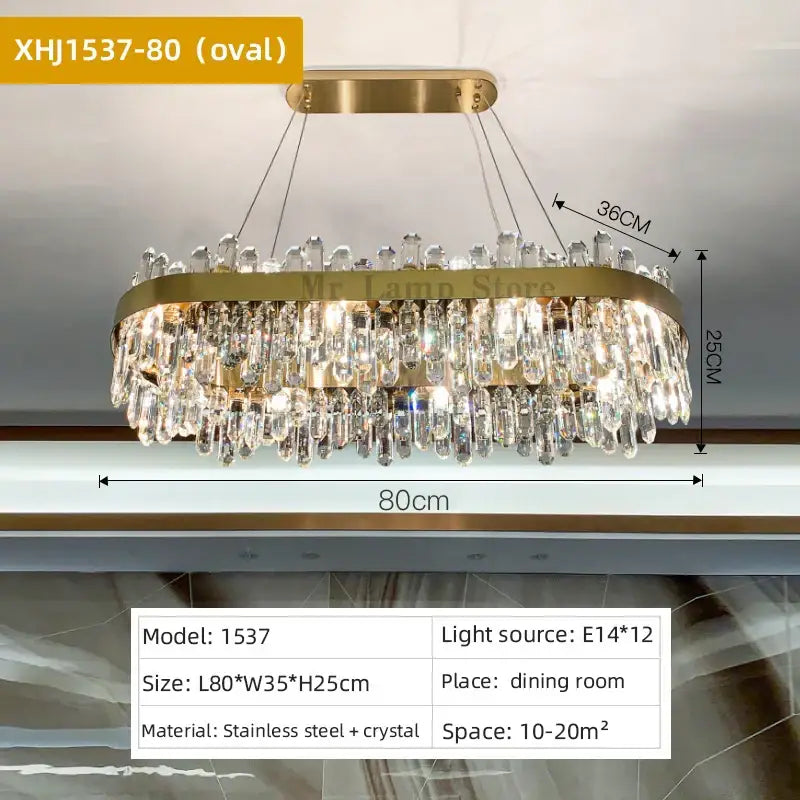 Modern gold crystal chandelier pendant light for living room