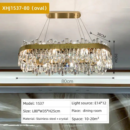 Modern gold crystal chandelier pendant light for living room
