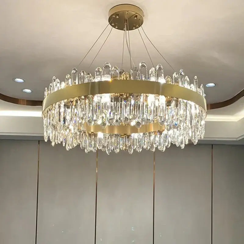 Modern gold crystal chandelier pendant light for living room
