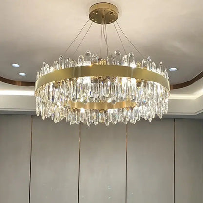 Modern gold crystal chandelier pendant light for living room