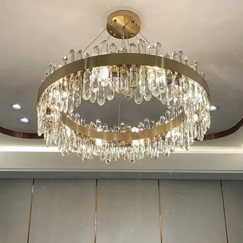 Modern gold crystal chandelier pendant light for living room