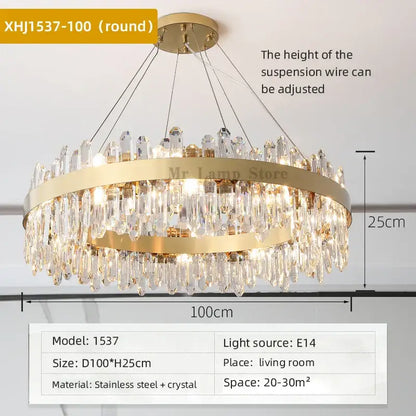 Modern gold crystal chandelier pendant light for living room