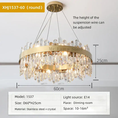 Modern gold crystal chandelier pendant light for living room