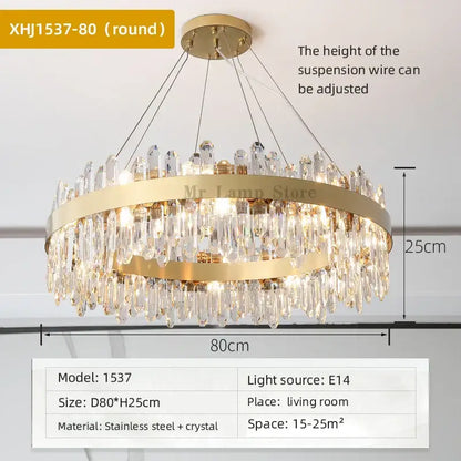 Modern gold crystal chandelier pendant light for living room