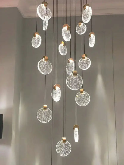 Modern gold crystal chandelier pendant light staircase decor