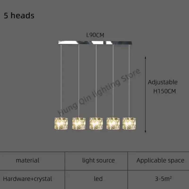 Modern black & silver crystal chandelier pendant light dining room