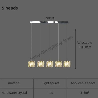 Modern black & silver crystal chandelier pendant light dining room