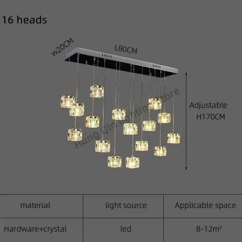 Modern black & silver crystal chandelier pendant light dining room