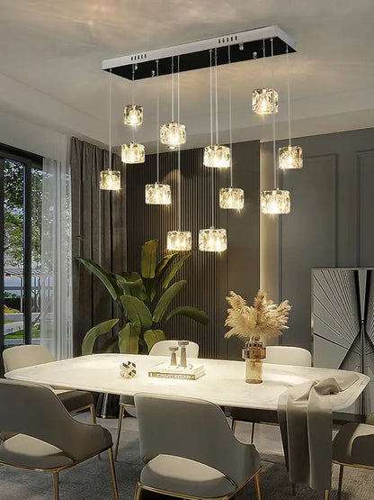 Modern black & silver crystal chandelier pendant light dining room