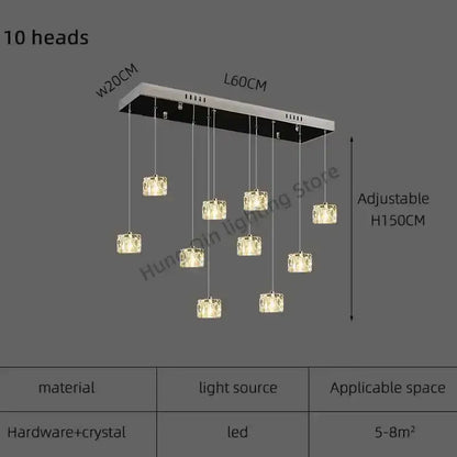 Modern black & silver crystal chandelier pendant light dining room