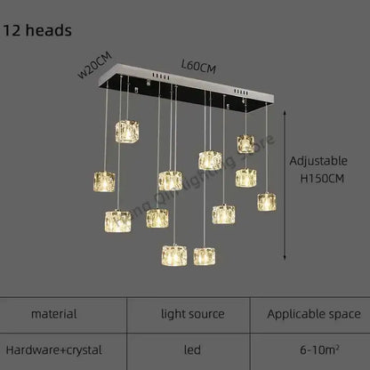 Modern black & silver crystal chandelier pendant light dining room