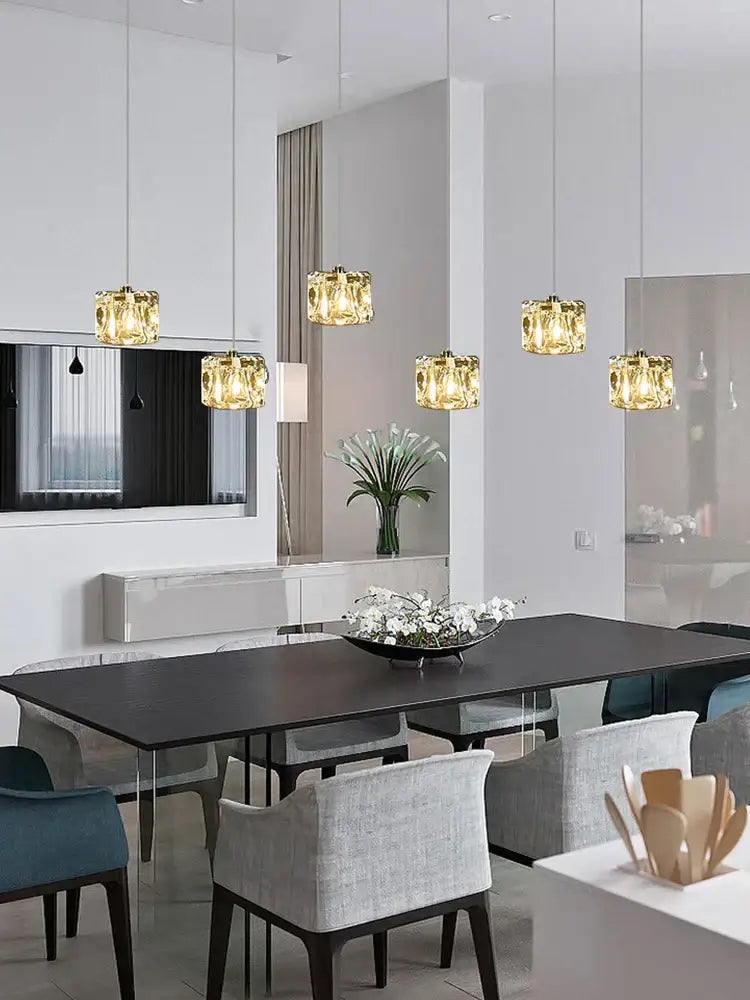 Modern black & silver crystal chandelier pendant light dining room