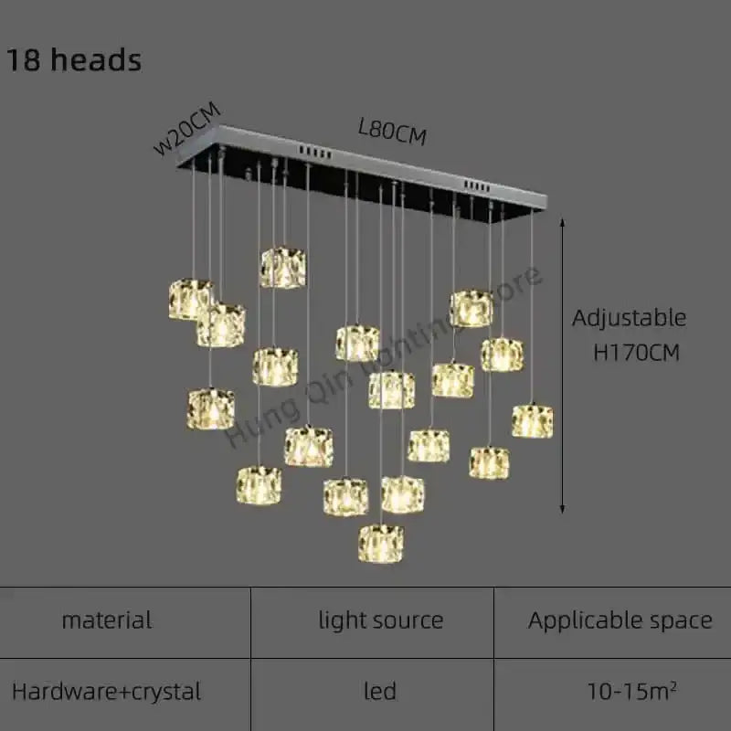 Modern black & silver crystal chandelier pendant light dining room