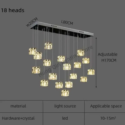 Modern black & silver crystal chandelier pendant light dining room