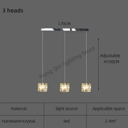 Modern black & silver crystal chandelier pendant light dining room