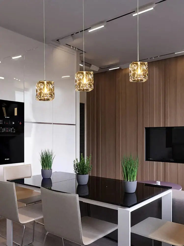 Modern black & silver crystal chandelier pendant light dining room