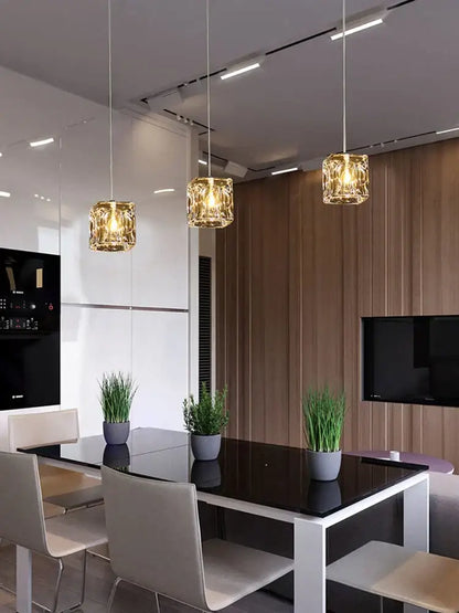 Modern black & silver crystal chandelier pendant light dining room