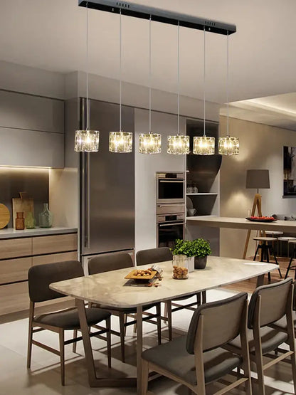 Modern black & silver crystal chandelier pendant light dining room