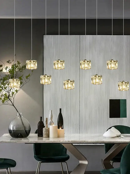 Modern black & silver crystal chandelier pendant light dining room