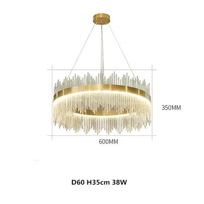 Modern gold crystal chandelier dining room pendant light