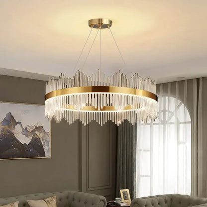 Modern gold crystal chandelier dining room pendant light