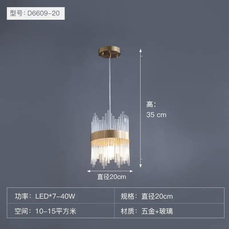 Modern gold crystal chandelier dining room pendant light