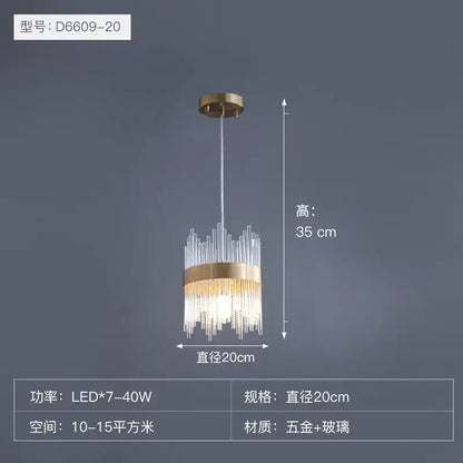 Modern gold crystal chandelier dining room pendant light