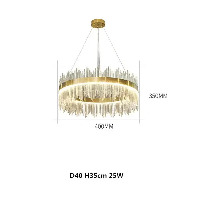 Modern gold crystal chandelier dining room pendant light