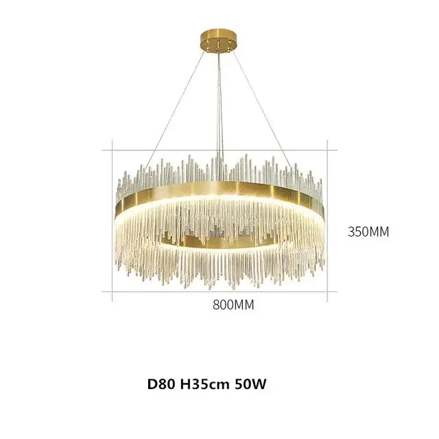 Modern gold crystal chandelier dining room pendant light