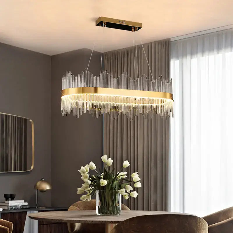 Modern gold crystal chandelier dining room pendant light
