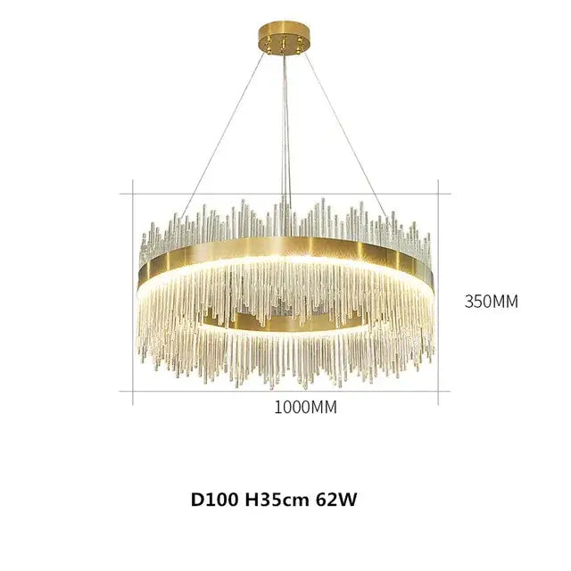 Modern gold crystal chandelier dining room pendant light