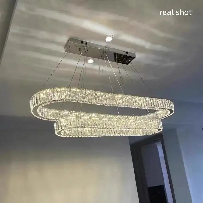 Modern chrome & gold crystal chandelier pendant dining room led light
