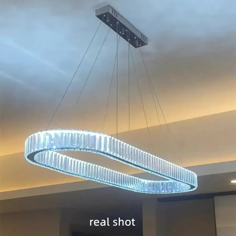 Modern chrome & gold crystal chandelier pendant dining room led light