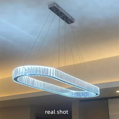 Modern chrome & gold crystal chandelier pendant dining room led light