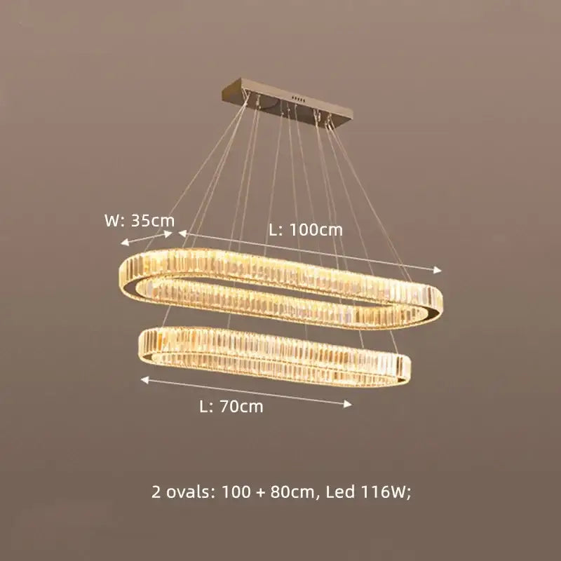 Modern chrome & gold crystal chandelier pendant dining room led light