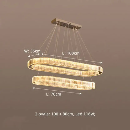 Modern chrome & gold crystal chandelier pendant dining room led light