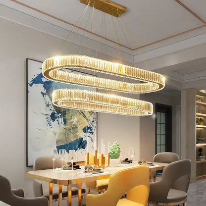 Modern chrome & gold crystal chandelier pendant dining room led light