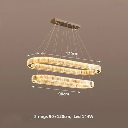 Modern chrome & gold crystal chandelier pendant dining room led light