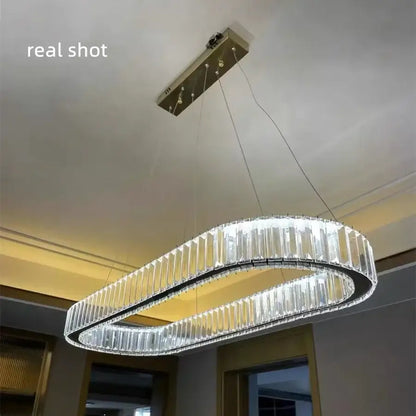 Modern chrome & gold crystal chandelier pendant dining room led light
