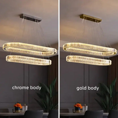 Modern chrome & gold crystal chandelier pendant dining room led light