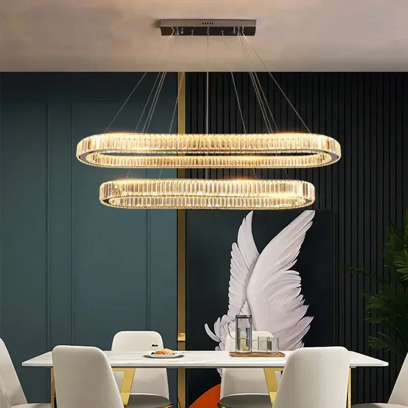 Modern chrome & gold crystal chandelier pendant dining room led light
