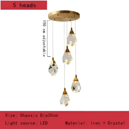 Modern gold crystal chandelier pendant lights for dining room