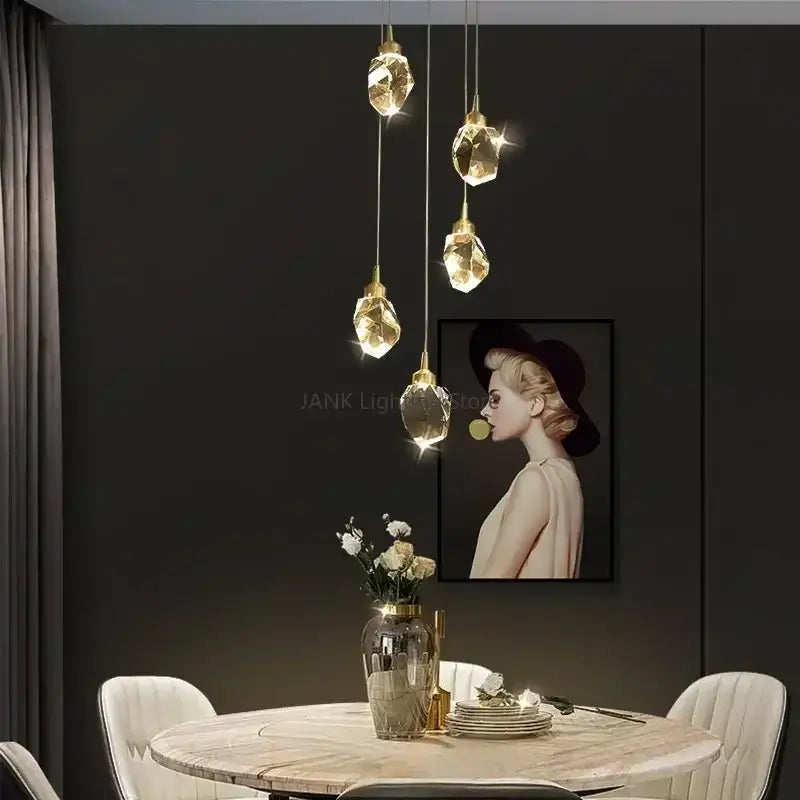Modern gold crystal chandelier pendant lights for dining room